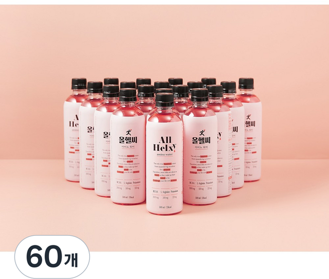 올헬씨 아미노워터 BCAA 아르기닌 칼륨 스포츠 이온음료, 500ml, 60개