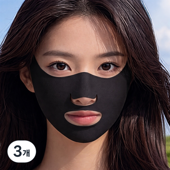 1+1+1 스포츠 마스크 자외선 차단 실크 러닝 골프 낚시 등산 야외활동, 3개, 블랙+블랙+블랙