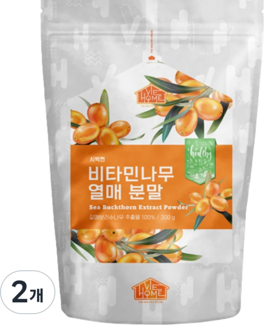 건강한우리집비옴 시벅썬 비타민나무열매 분말, 2개, 300g - 쿠팡