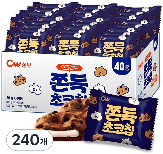 청우 오즈랜드 쫀득초코칩(40입), 20g, 40개