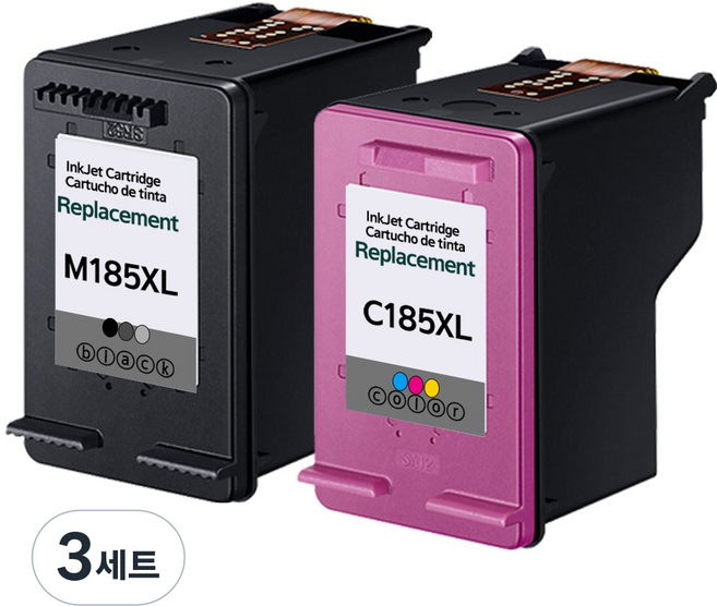 훼이머스신곡점 삼성 INK-M185 INK-C185 호환잉크 특대용량 SL-J1680 SL-J1683 SL-J1685 SL-J1780W SL-J1785W, 세트(검정+칼라)특대용량, 3세트