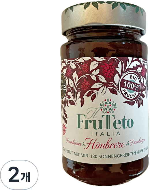 포도즙으로 만든 유기농 라즈베리잼 무설탕잼 프루테토, 250g, 2개
