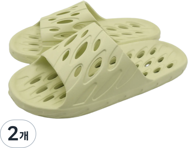 라미슈즈 물빠짐이 좋은 미끄럼방지 THE리프 욕실화, 2개, 라임그린
