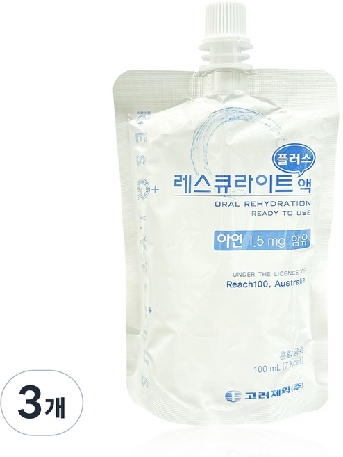 고려제약 레스큐라이트 플러스액 마시는 포도당 비타민 혼합음료 어린이, 3개, 100ml