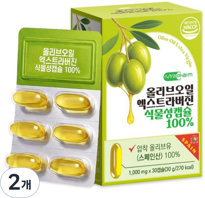 뉴트라팜 올리브오일 캡슐 엑스트라버진 100%, 2개, 30정