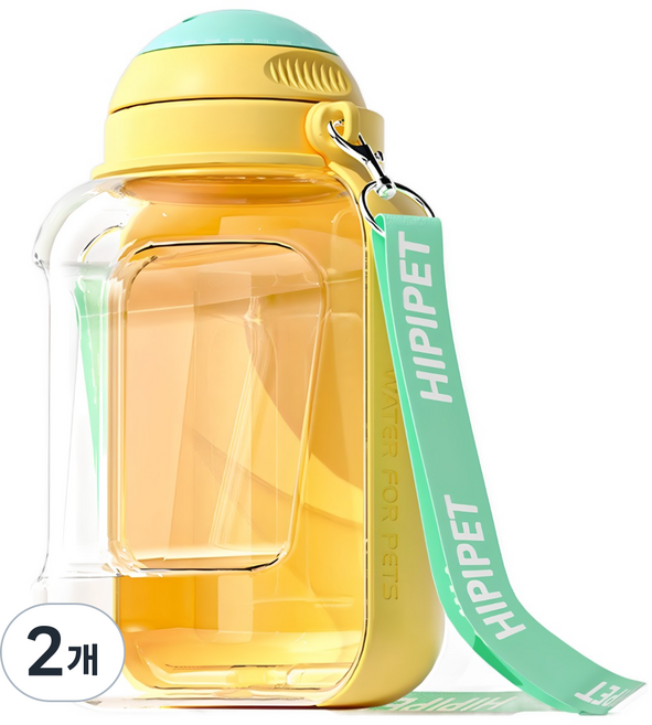모즈펫 대용량 강아지 산책 물병 1000ml, 2개, 옐로우