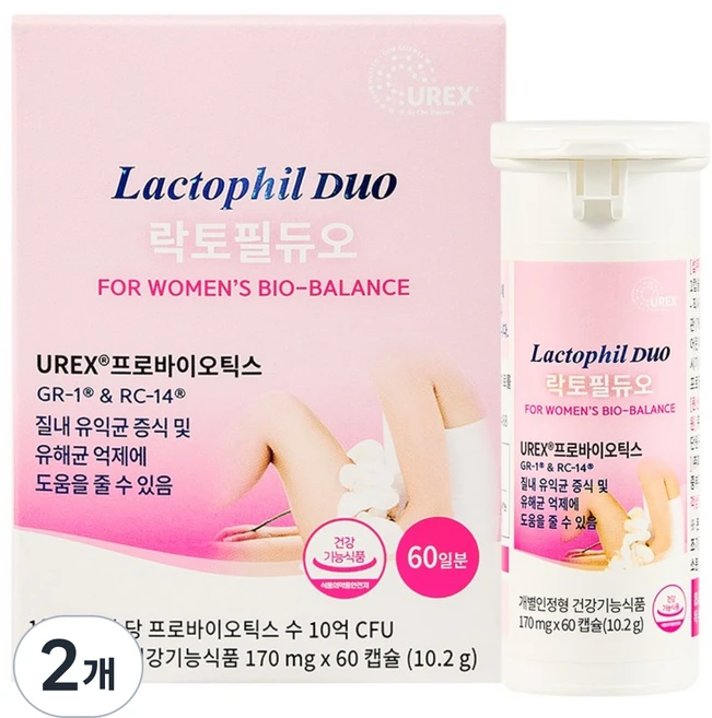 락토필듀오 덴마크 유산균 2개월분 60캡슐 국내 최초 여성 질유산균, 60정, 2개 - 쿠팡