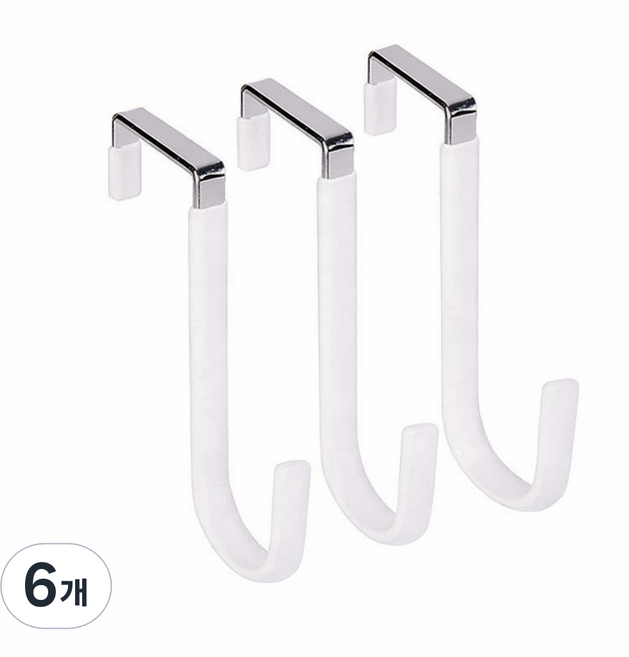 담담몰 문걸이 행거 스테인리스 논슬립 공간활용 모자 가방 옷걸이, 6개, 화이트