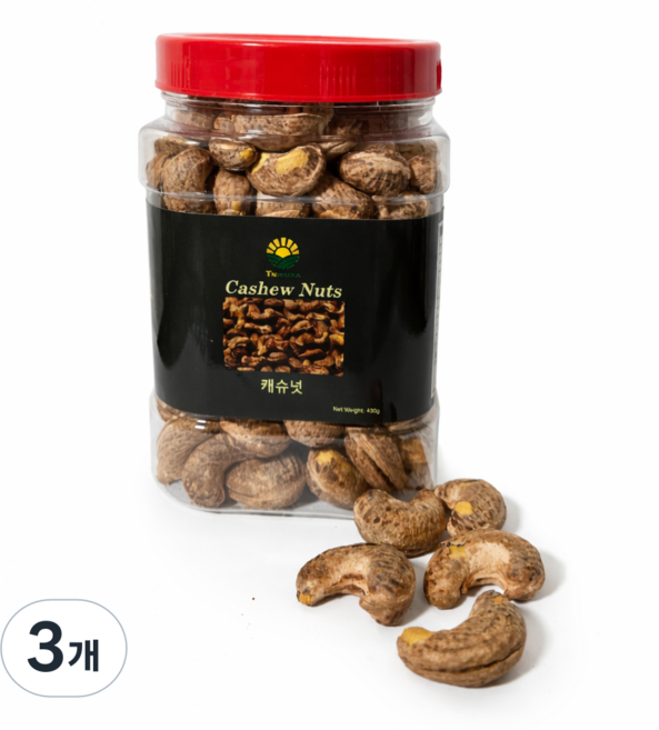알이 큰 고소한 구운 껍질 캐슈넛(25년 12월 생산), 3개, 430g