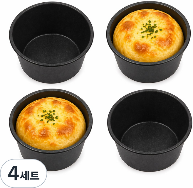 머핀 틀 1구 4개 세트 국산 논스틱 오븐용 미니케이크, 4세트