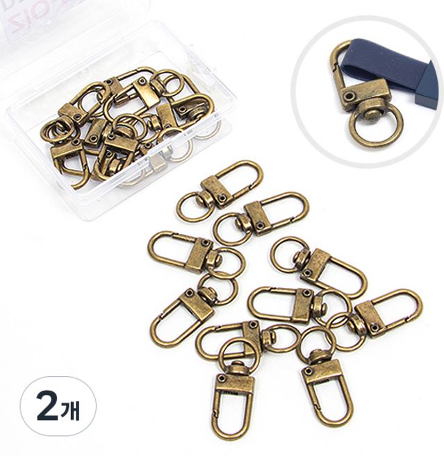 ZIO-BIZ D고리 세트 20pcs 엔틱골드 / 키링재료 키링만들기 D링 D고리 개고리 키링고리 비즈재료 비즈공예재료 악세사리부자재 열쇠고리부자재 비즈부자재, 2개