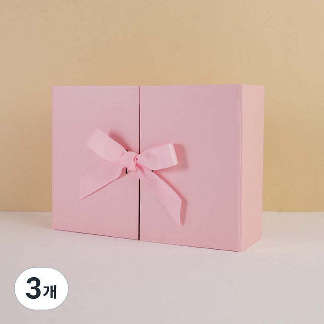 고급 리본 선물 싸바리박스, 3개, 핑크