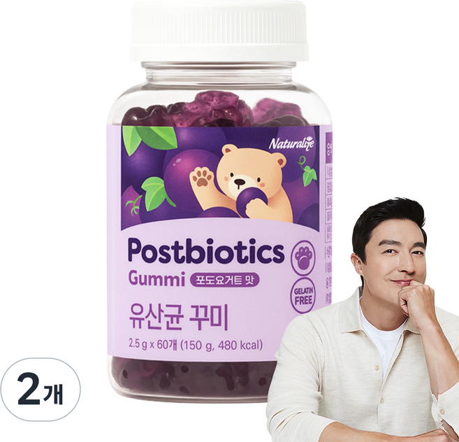 네추럴라이즈 유산균 키즈 꾸미 포도요거트맛, 60정, 2개