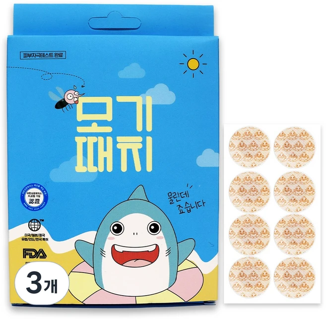 모기때치 어린이 성인 유아 모기물림 벌레물림 스티커 모기패치 1BOX 12매입, 3박스(36매입) - 쿠팡