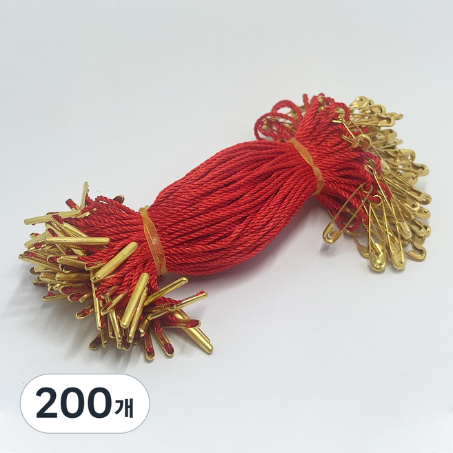 옴니스 실고리핀 [녹 안쓰는 동핀] 택고리핀 핀고리 상표끈 가격표 상표끈, 200개, 레드실-골드핀