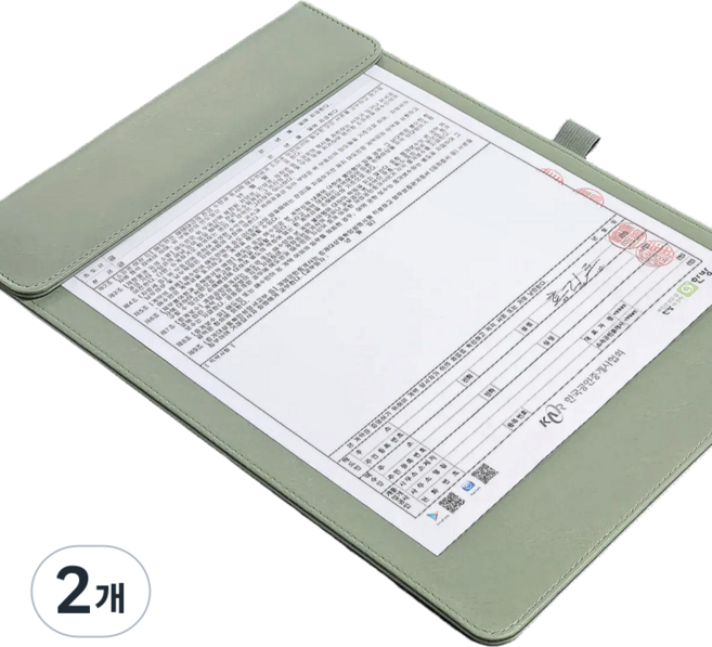 아이템즈온 부동산 도장받침대 계약서 받침대 가죽 자석식 깔판 A4, 2개, 올리브