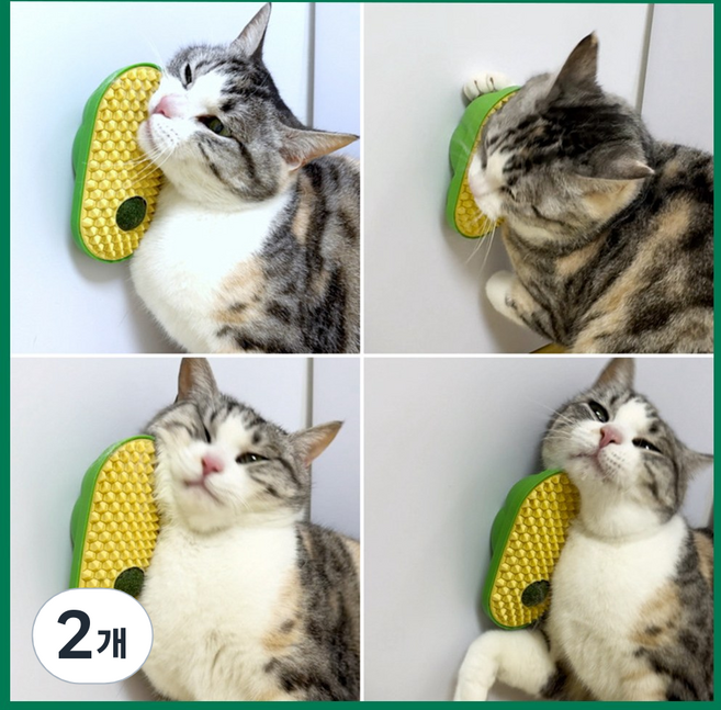 고양이 아보카도 브러쉬 캣닢볼 셀프 그루밍 장난감, 2개, 3g, 노랑