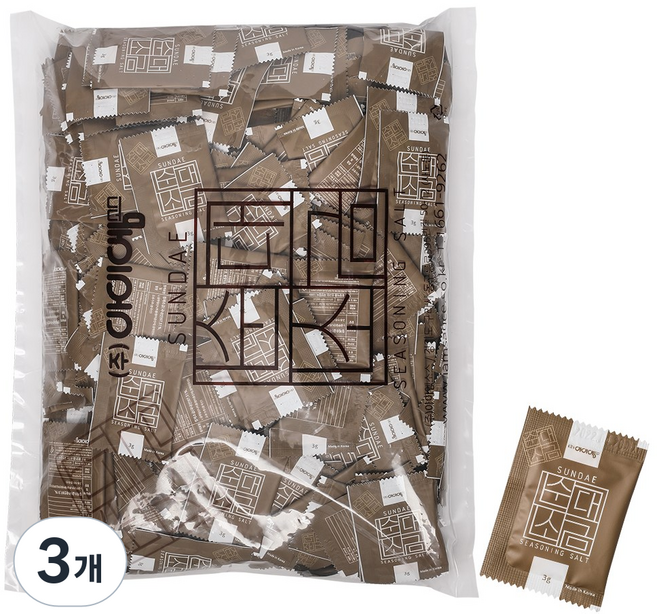 아이엠소스 순대소금-배달용 일회용 소금, 1.5kg, 3개