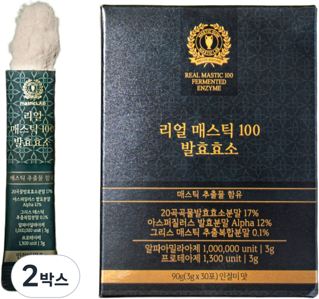매스틱 효소 리얼매스틱100 발효 소화 곡물20종 인절미맛, 2박스, 30회분