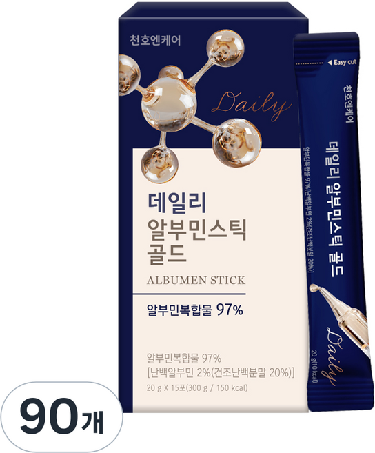 천호엔케어 데일리 알부민 스틱 골드 난백 마시는 알부민, 90개, 20g