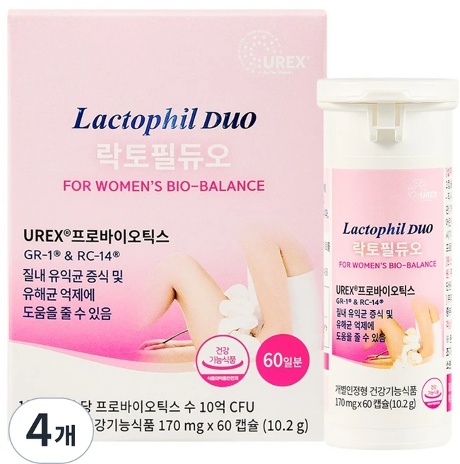 락토필듀오 덴마크 유산균 2개월분 60캡슐 국내 최초 여성 질유산균, 60정, 4개 - 쿠팡