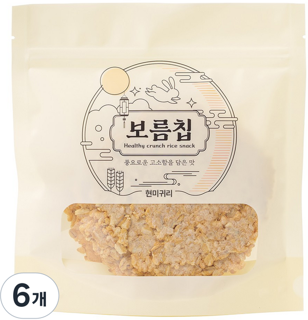 꼬소당 보름칩 현미 귀리 바삭한 누룽지칩, 6개, 100g