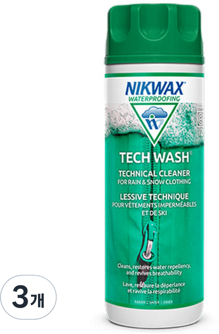 닉왁스 테크워시 고어텍스 세탁 텐트세탁 아웃도어 의류 세탁세제, 3개, 300ml