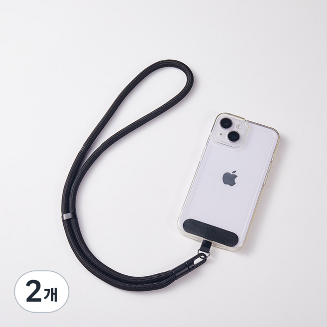 생활연구소 핸드폰 목걸이 스트랩 도난 방지 M, 2개, 블랙