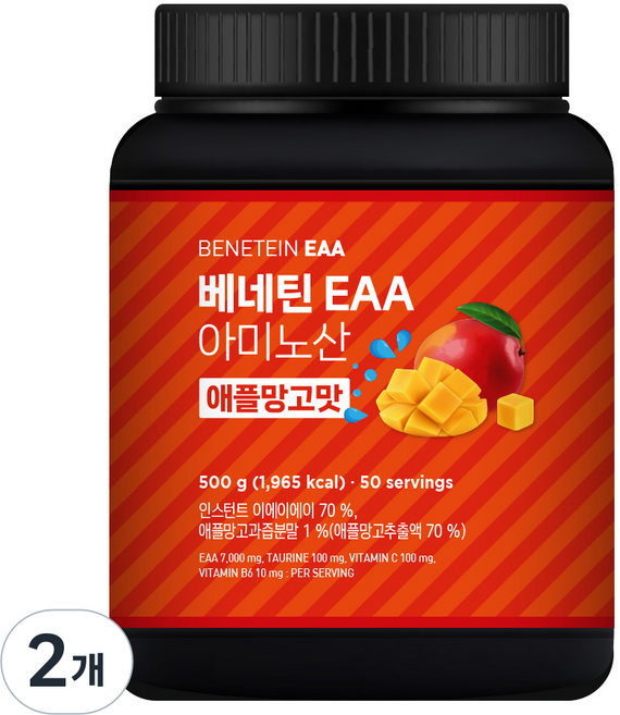 베네틴 EAA 7000 필수 아미노산 보충제 애플망고맛, 2개, 500g