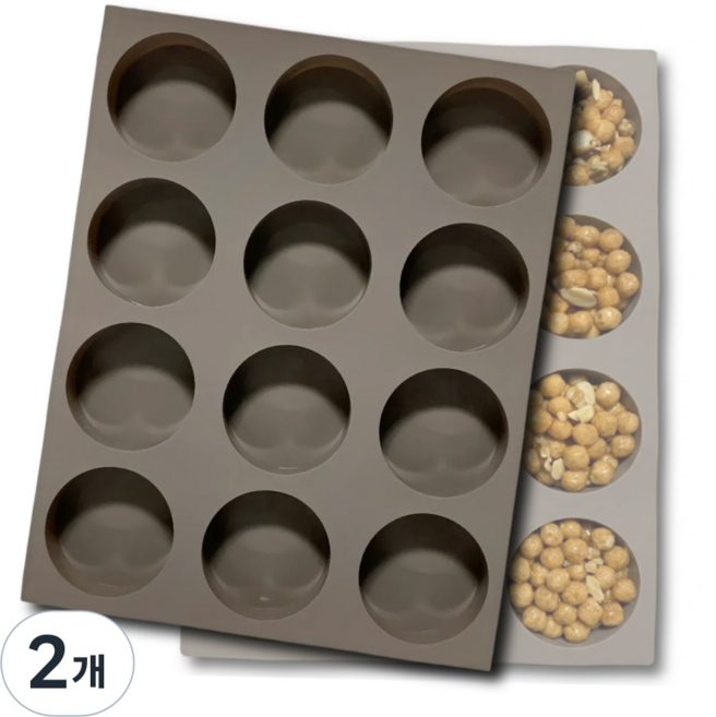 홈르네 고급 실리콘 몰드 오란다틀 12구, 2개, 토프브라운