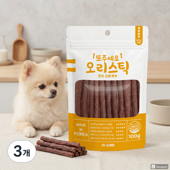 닥터도레미 또주세요 강아지 소프트 스틱 져키 4종 고기 듬뿍 말랑한 간식 100g, 3개, 오리스틱