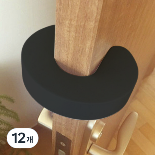 데이모노 충격 흡수 문 닫힘 방지 도어쿠션, 12개, 블랙