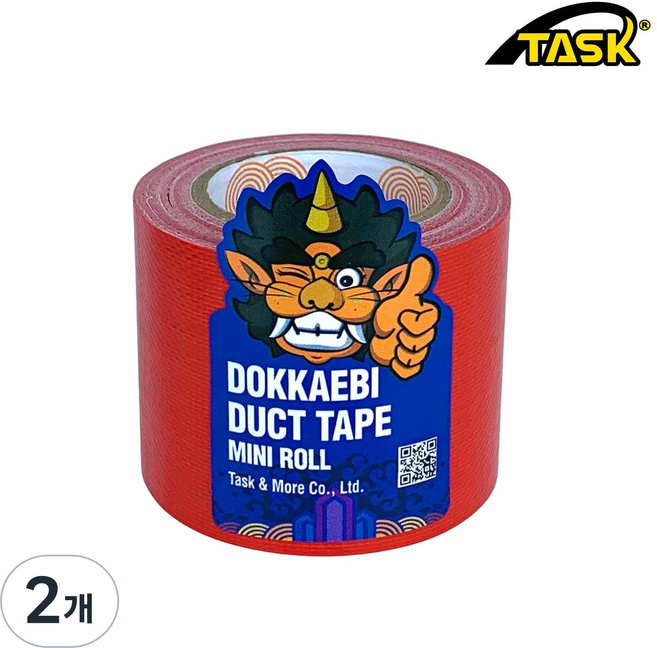 도깨비 수출용(국내산) 덕트테이프 덕테이프 미니롤 RED 50mmX5m, 2개