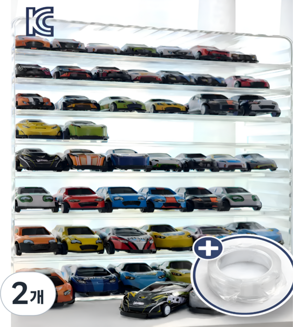 꾸꾸리빙 미니카 장식장 50대 자동차 전면 보관 케이스 장난감 정리대, 아크릴, 2개