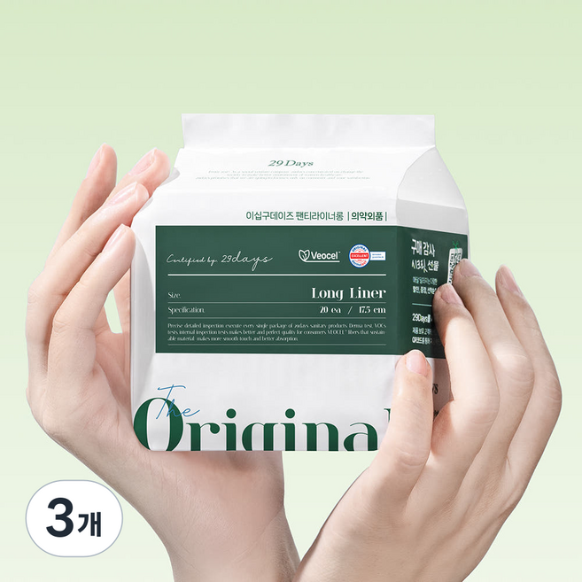 29데이즈 비오셀 친환경 팬티라이너 롱 20개입 1팩, 3개