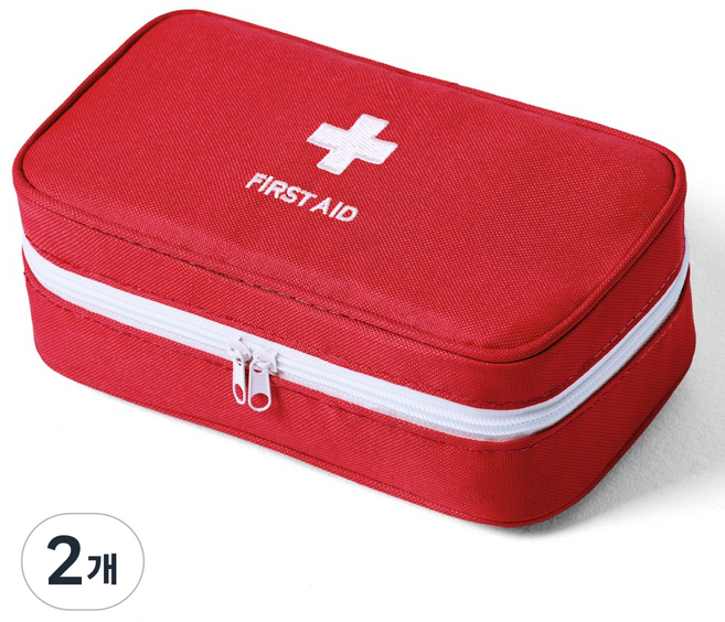 휴대용 구급 파우치 여행용 파우치, 2개, 레드