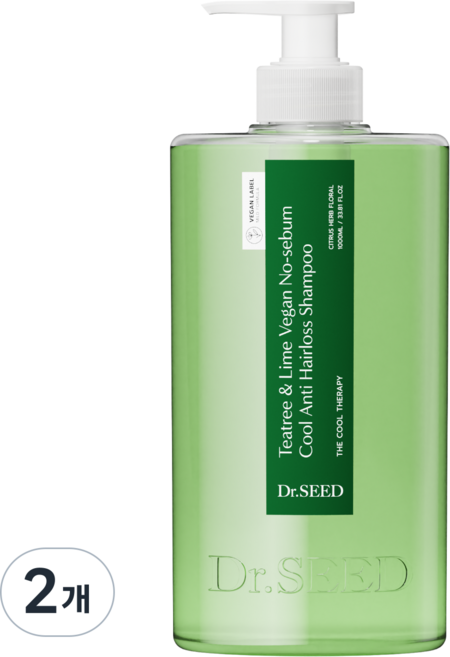 닥터시드 티트리 앤 라임 비건 지성케어 쿨 탈모 샴푸, 1L, 2개