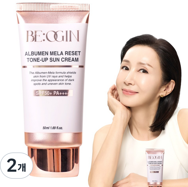 [홈쇼핑완판템] 전인화의 비오진 알부민 멜라 리셋 톤업 선 크림 SPF50+ PA++++, 2개, 50ml