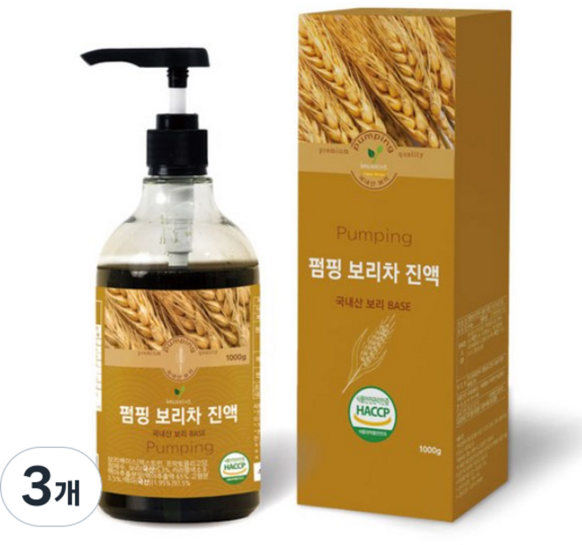 해피테라스 펌핑 보리차 진액, 1kg, 3개