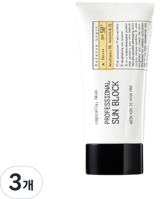 로지컬리스킨 프로페셔널 선블록 촉촉한 골프 선크림 백탁없는 선크림 광노화, 70g, 3개
