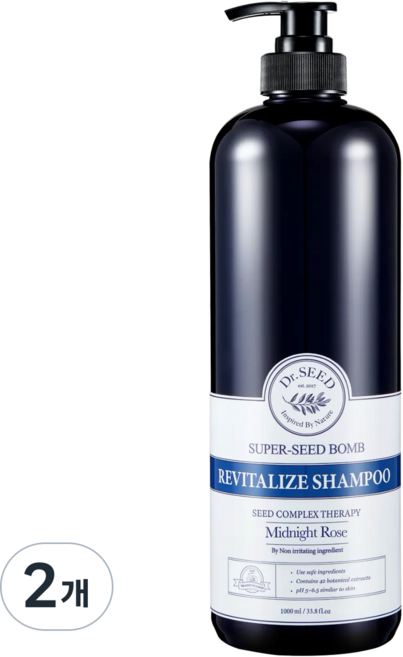 닥터시드 슈퍼시드밤 리바이탈라이즈 샴푸 미드나잇로즈, 1L, 2개