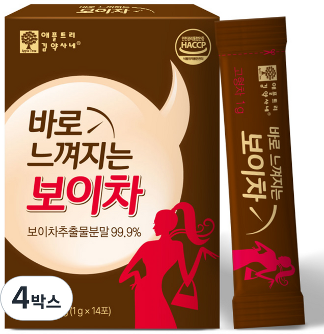 악마다이어트 바로 느껴지는 보이차, 1g, 14개입, 4박스
