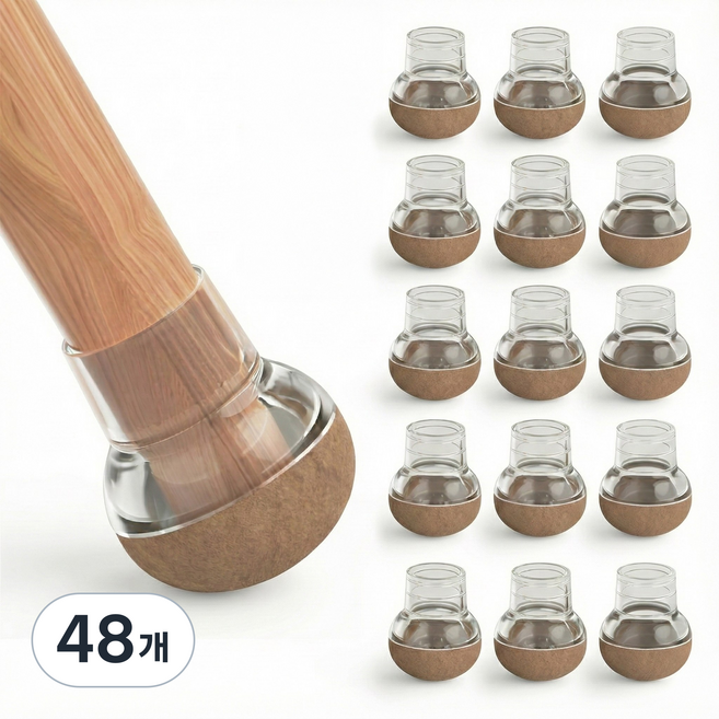 일상인샵 층간소음방지 360도 의자 발커버, 48개, 투명