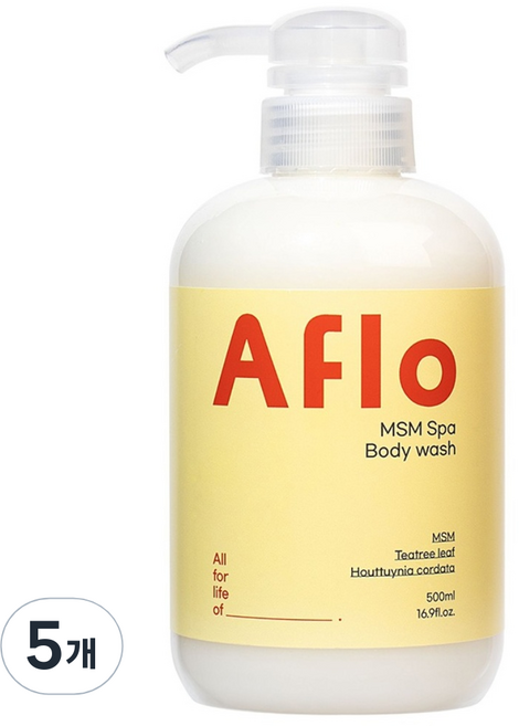 에이플로 매끈 촉촉 비건 식이유황 스파 바디워시 우디향, 5개, 500ml