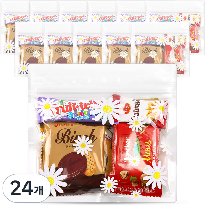 미니 소포장 과자 답례품 세트 간식 꾸러미, 24개, 5종