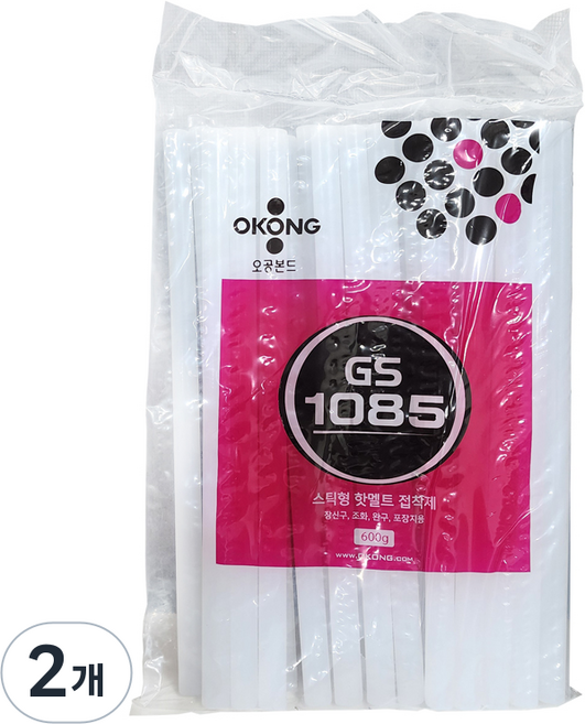 오공 핫멜트 글루건심 실리콘 잡착제 GS1085 600g 11.3mm, 2개