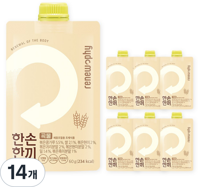 한손한끼 단백질 쉐이크 파우치 프로틴 식사대용, 60g, 14개