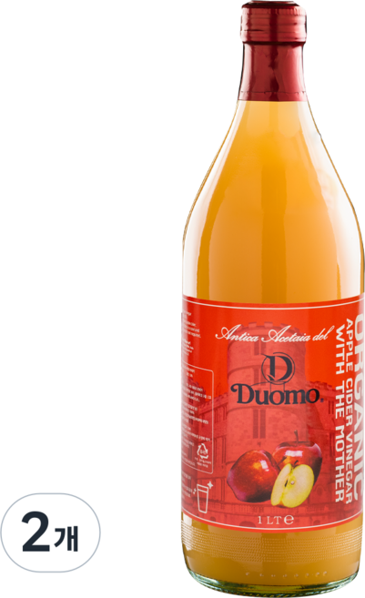 두오모 DUOMO 천연발효 유기농 사과식초 애플사이다비니거 애사비, 1L, 2개