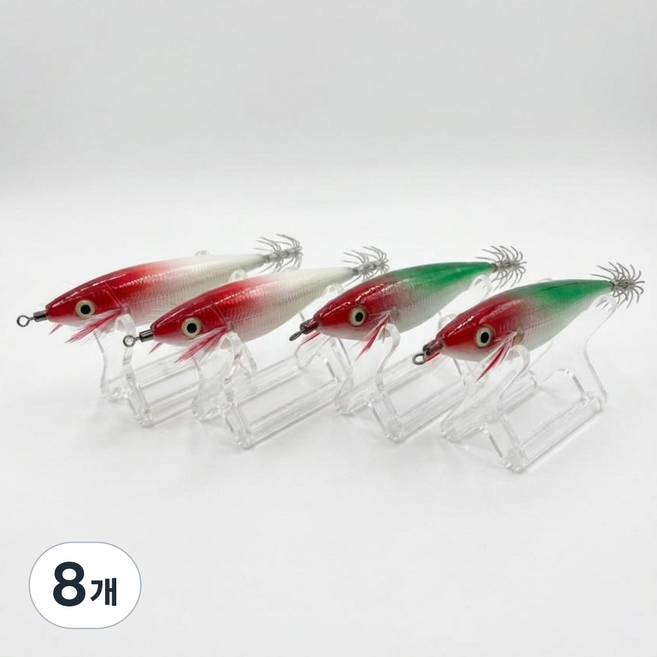 잡아드림 쭈꾸미 오징어 레이저 야광 수평 에기 세트, 고추장 수박 혼합 에기, 30g, 8개