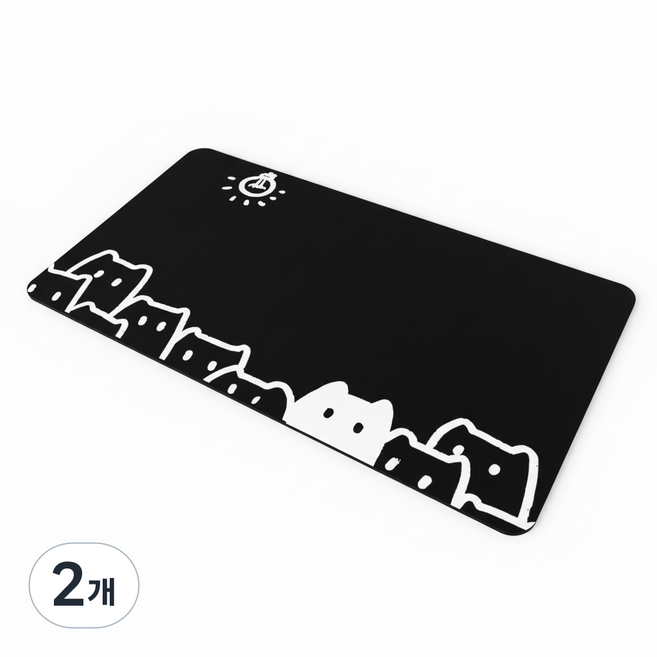 게이밍 장패드 고양이 캐릭터 마우스패드 방수코팅 400X900X3MM, 2개, 블랙